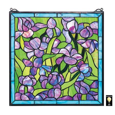 DESIGN TOSCANO Saint-Remy Irises Stained Glass Window HD575